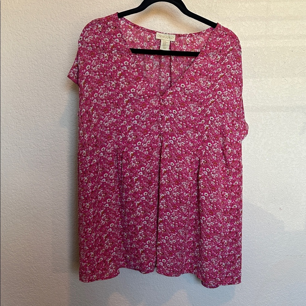 Cynthia Rowley Pink Floral Blouse